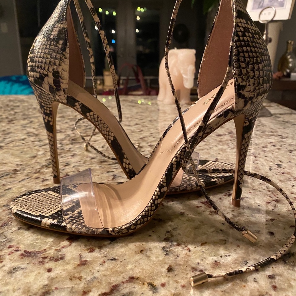 NWOT Aldo Snake Skin Wrap Stiletto Sandal